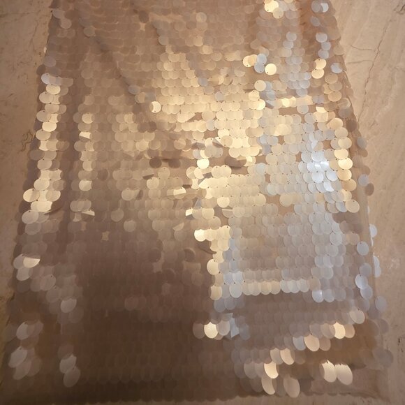 Anthropologie white midi disk sequin skirt size 2 - Picture 3 of 3